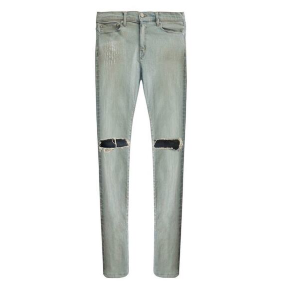 Oro Los Angeles Mecanico Skinny Jeans Distressed Zip Hem Men’s 28x32